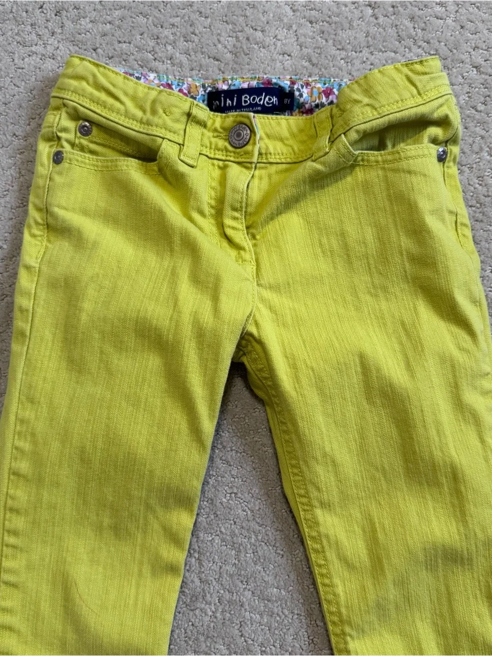 Mini Boden Girls Jeans Adjustable Waist Size 8 Y Lime Green Colorful